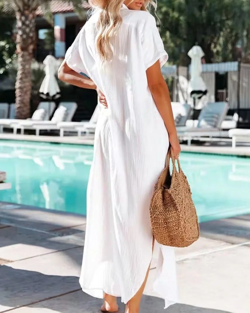 Robe de plage blanche style chemisier — vue 2