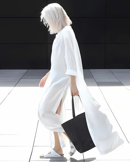 Robe-kimono de plage longue blanche en coton — vue 2