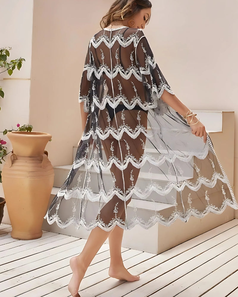 Robe-kimono en dentelle transparente — vue 5