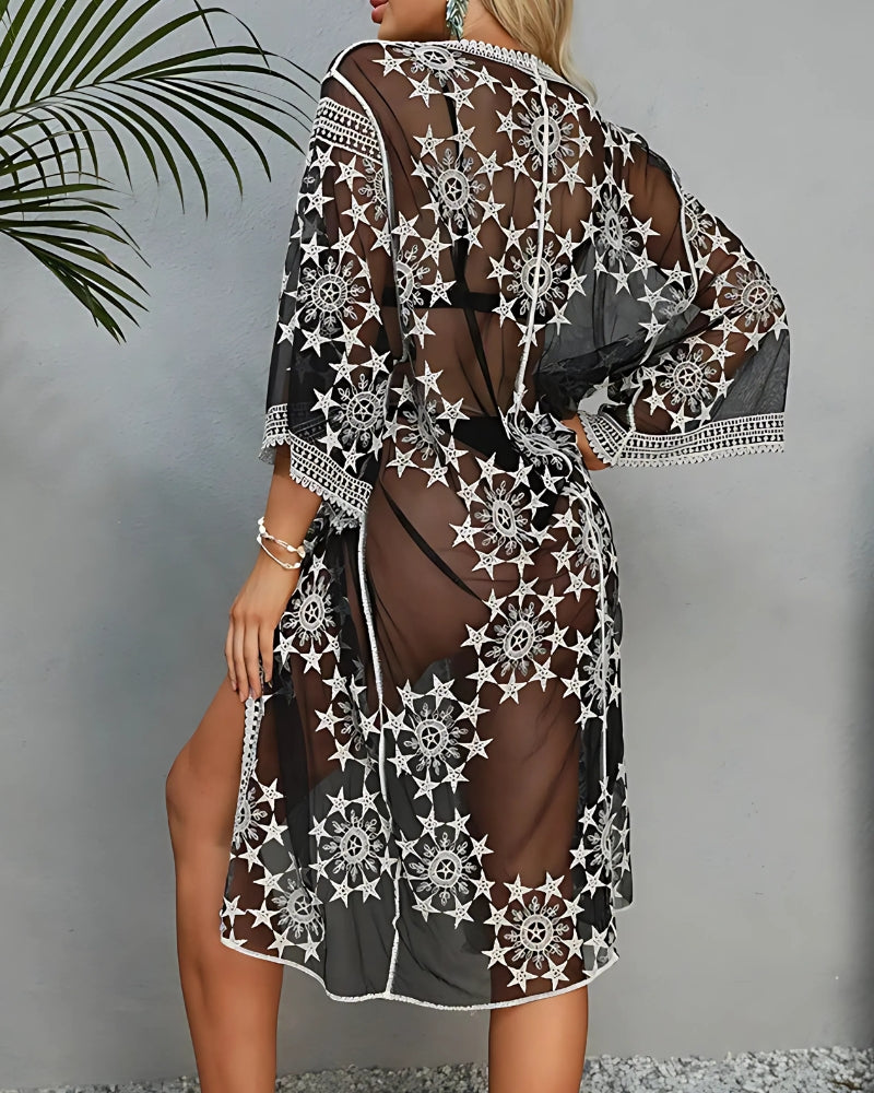 Robe-kimono en dentelle transparente — vue 9
