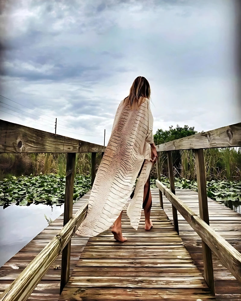 Robe-kimono rayée style boho — vue 3