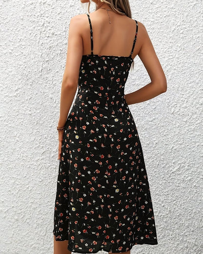 Robe d’été à fleurs décontractée mi-longue à bretelles — vue 3
