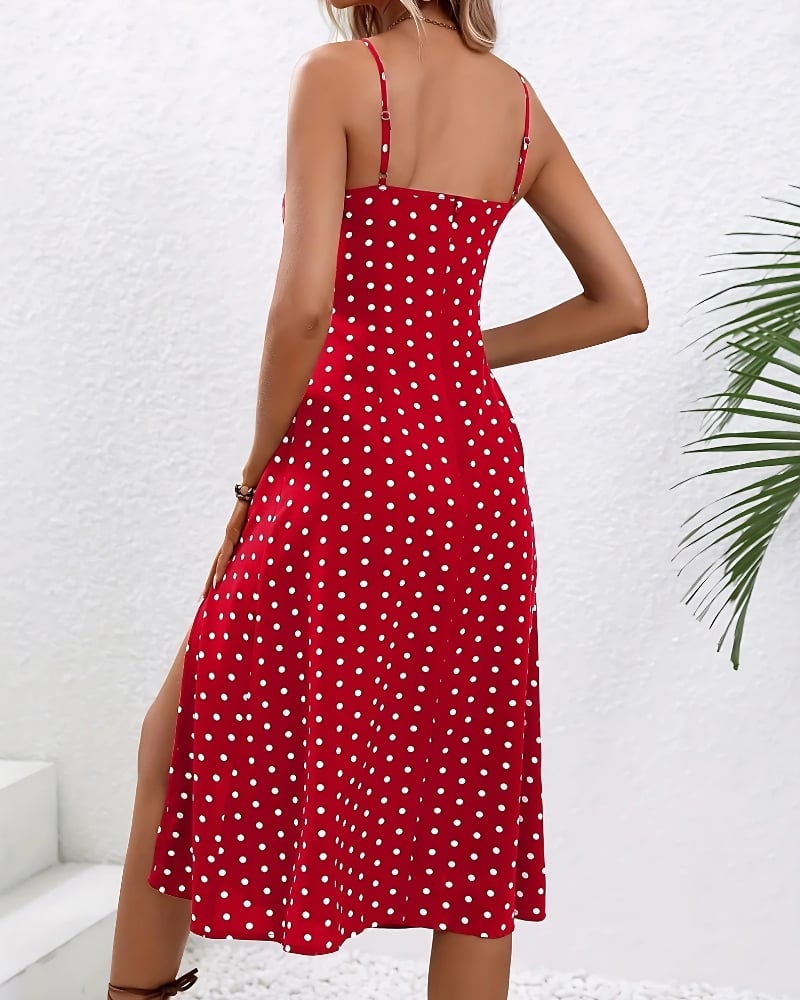 Robe d’été mi-longue à bretelles imprimé à pois — vue 4