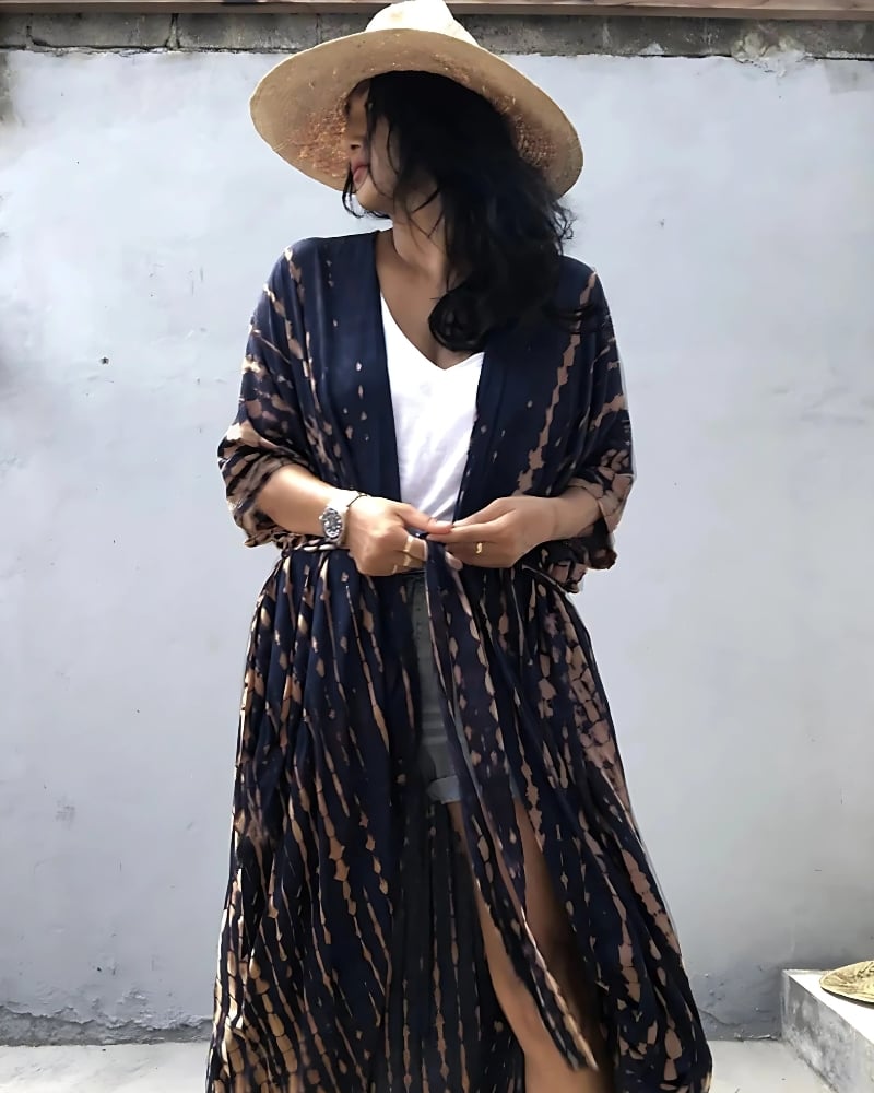 Robe kimono à manches mi-longues style boho — vue 13