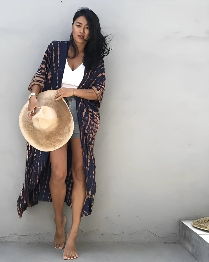 Robe kimono à manches mi-longues style boho — vue 14