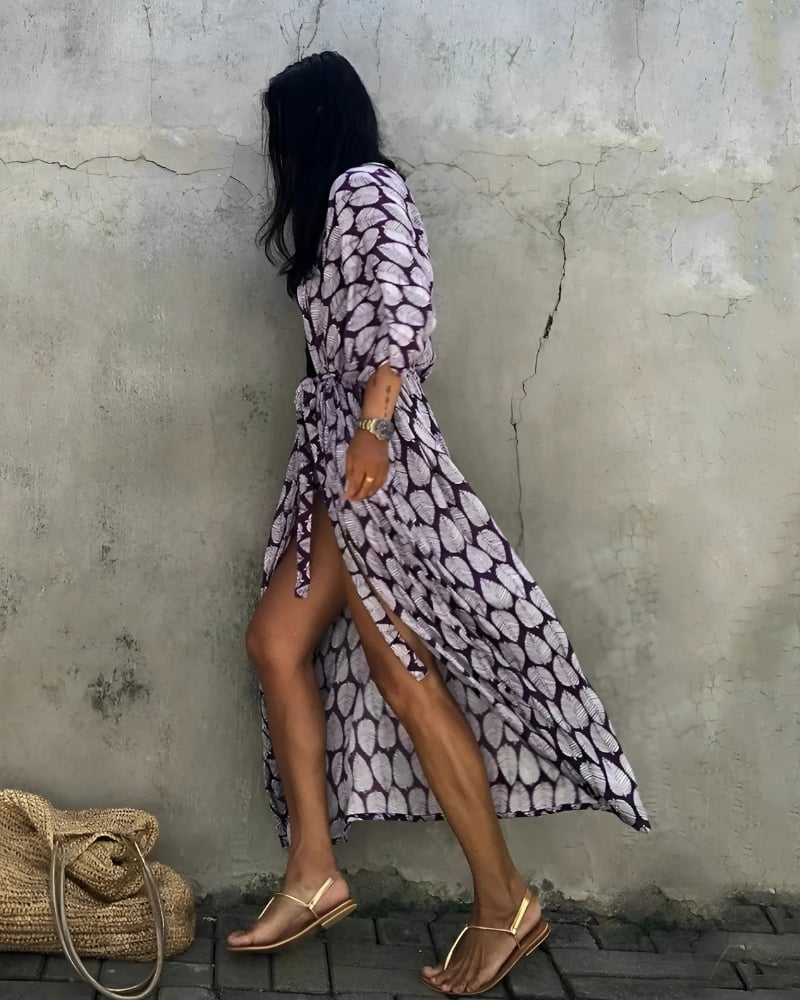 Robe kimono à manches mi-longues style boho — vue 17