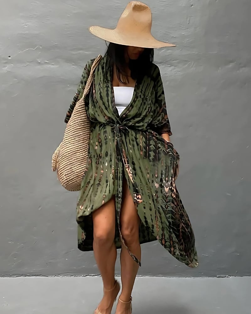 Robe kimono à manches mi-longues style boho — vue 4