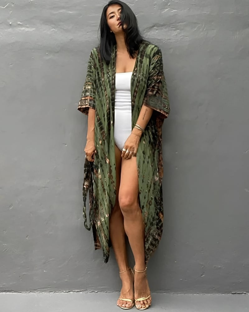 Robe kimono à manches mi-longues style boho — vue 3