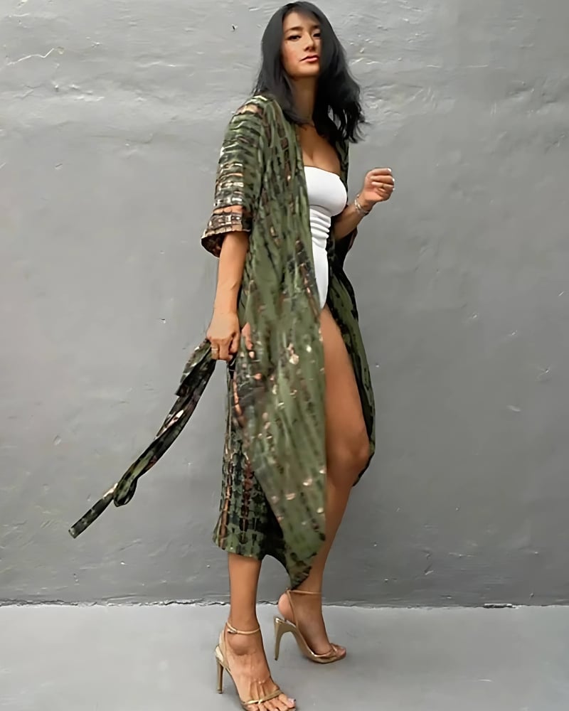 Robe kimono à manches mi-longues style boho — vue 8