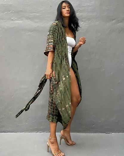 Robe kimono à manches mi-longues style boho — vue 8