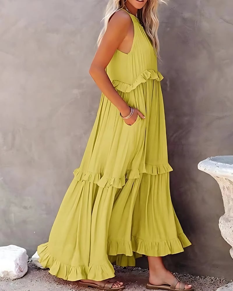 Robe longue à volants sans manches — vue 6