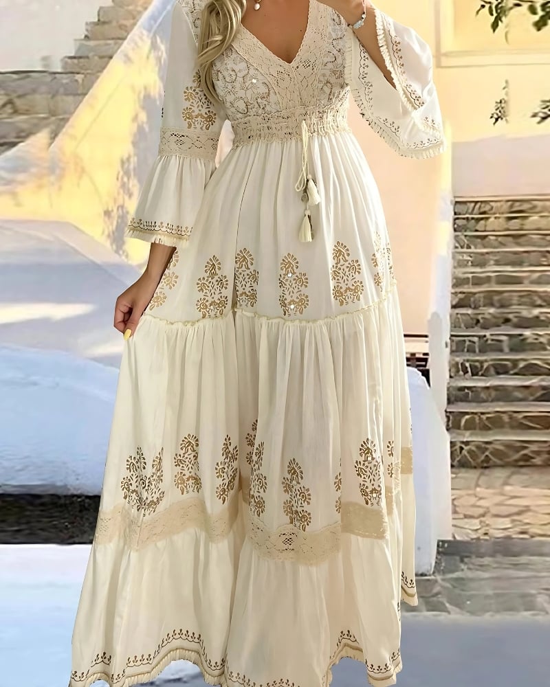 Robe longue en dentelle style boho — vue 3