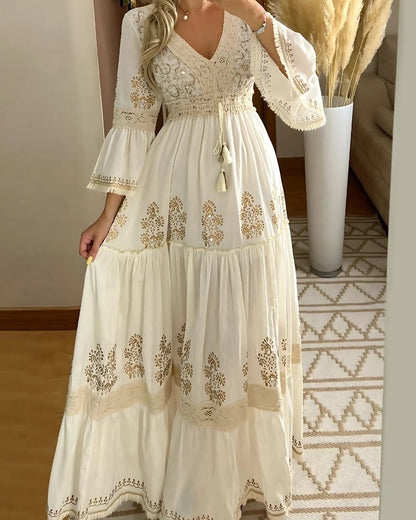 Robe longue en dentelle style boho — BOHERIS