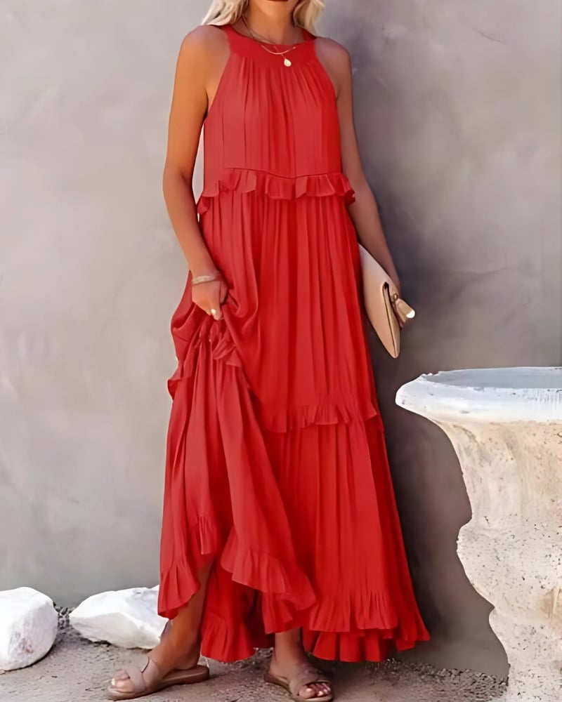 Robe longue sans manches à volants — vue 4