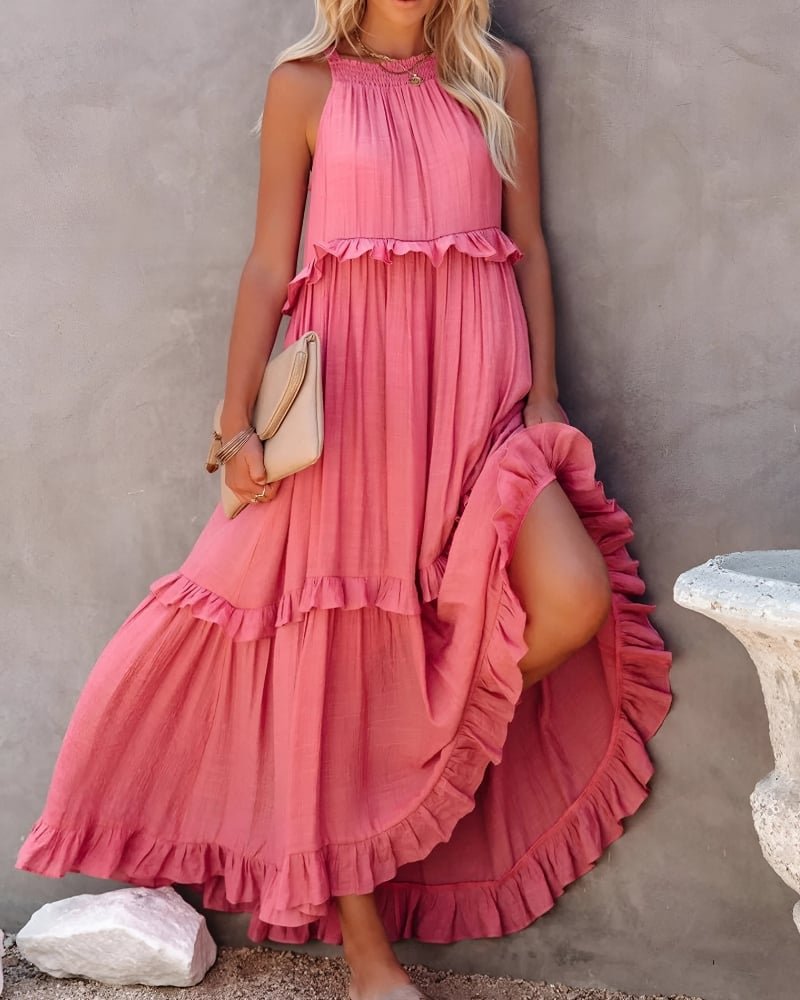 Robe longue sans manches à volants — vue 7