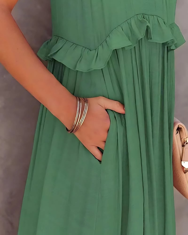 Robe longue sans manches à volants — vue 3