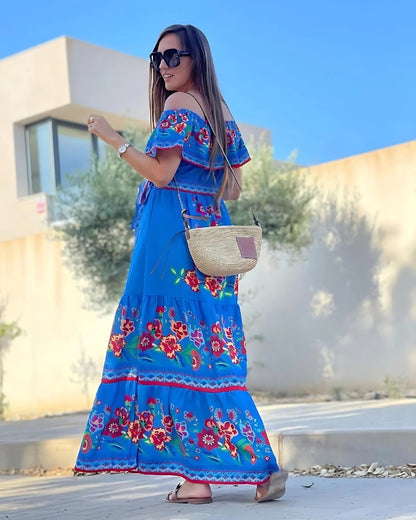 Robe longue imprimé à volants — vue 2