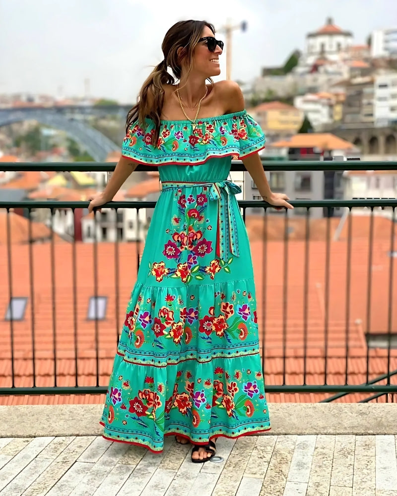 Robe longue imprimé à volants — vue 4