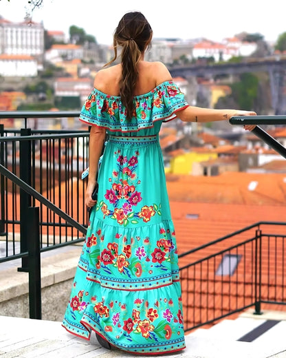 Robe longue imprimé à volants — vue 5
