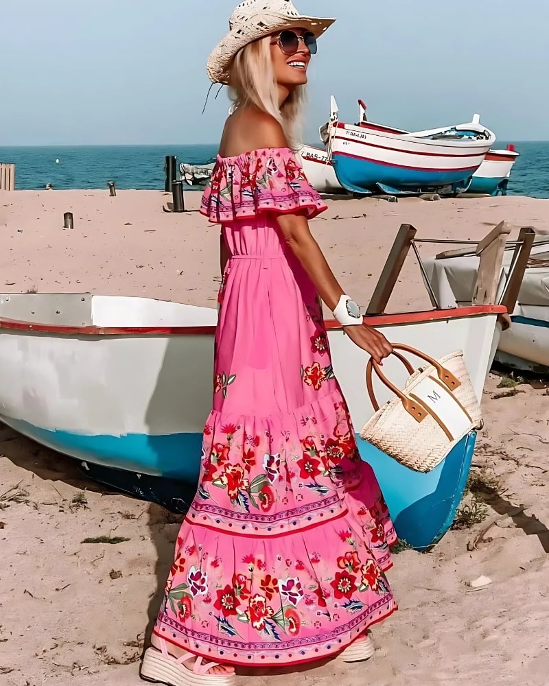 Robe longue imprimé à volants — vue 7