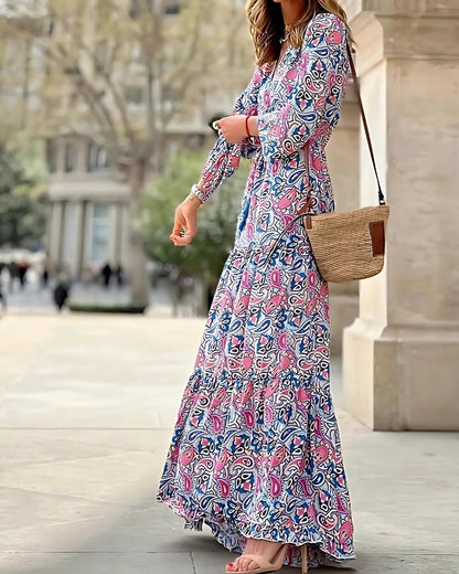 Robe longue imprimée à volants style bohème — vue 2