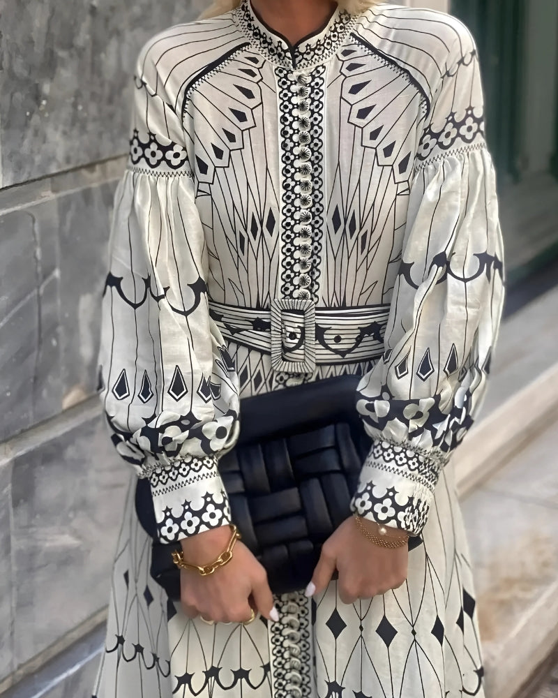 Robe longue rétro à col montant — vue 2