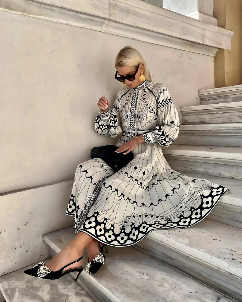 Robe longue rétro à col montant — vue 3