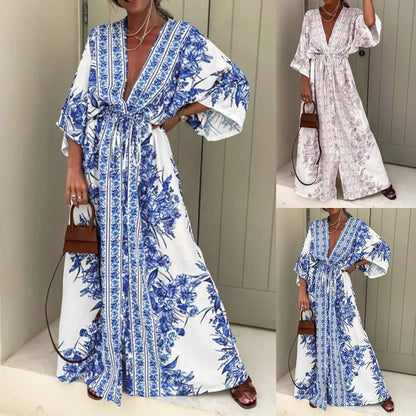Robe kimono à motif floral — BOHERIS
