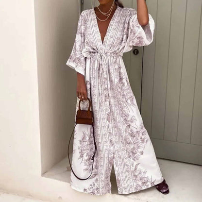 Robe kimono à motif floral — vue 6