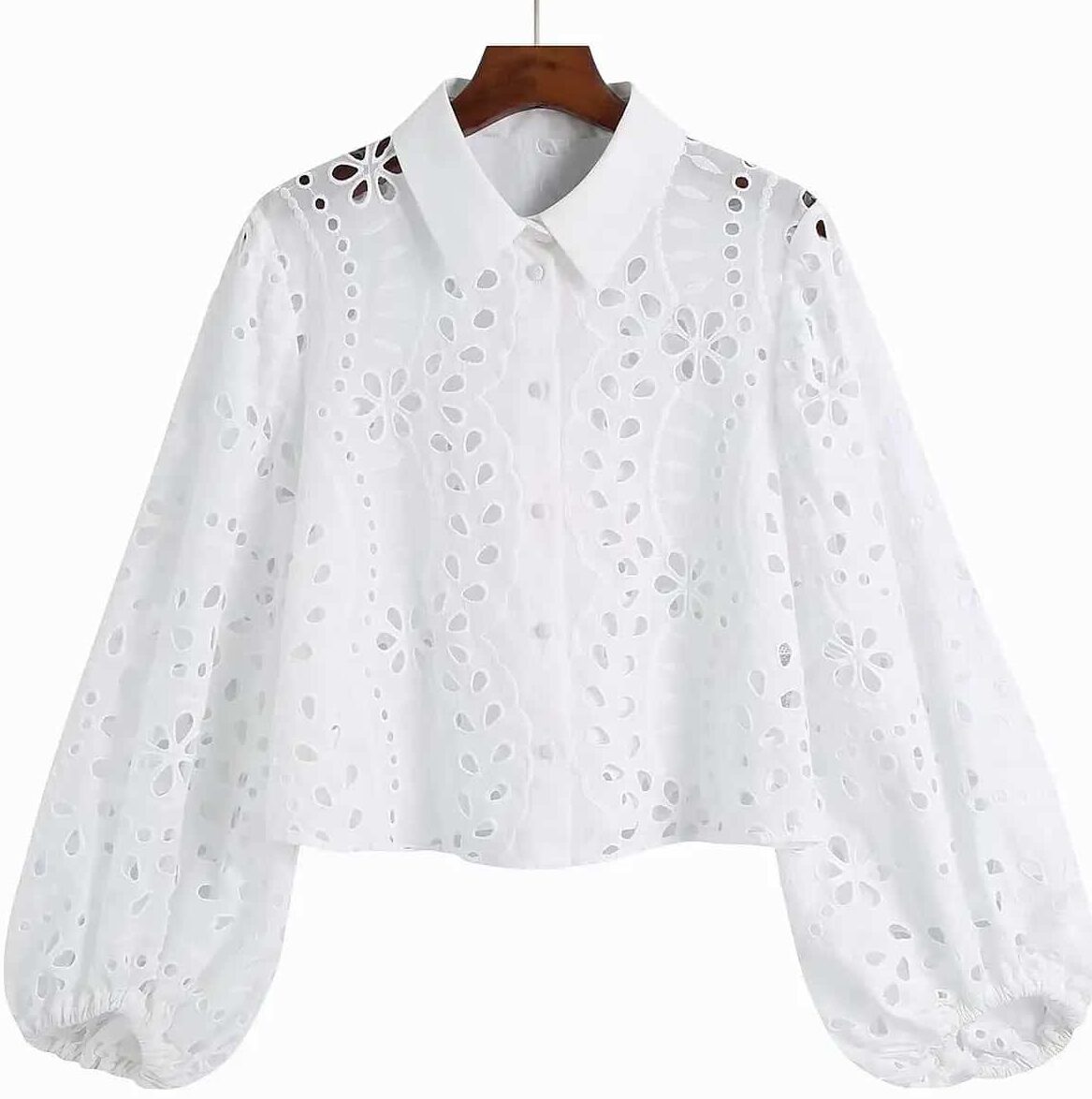 Blouse bohème blanche courte en dentelle — vue 3