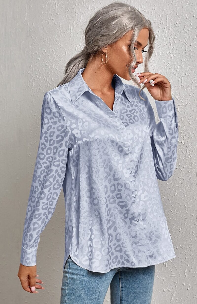 Blouse bohème bleue légère imprimée léopard — vue 2