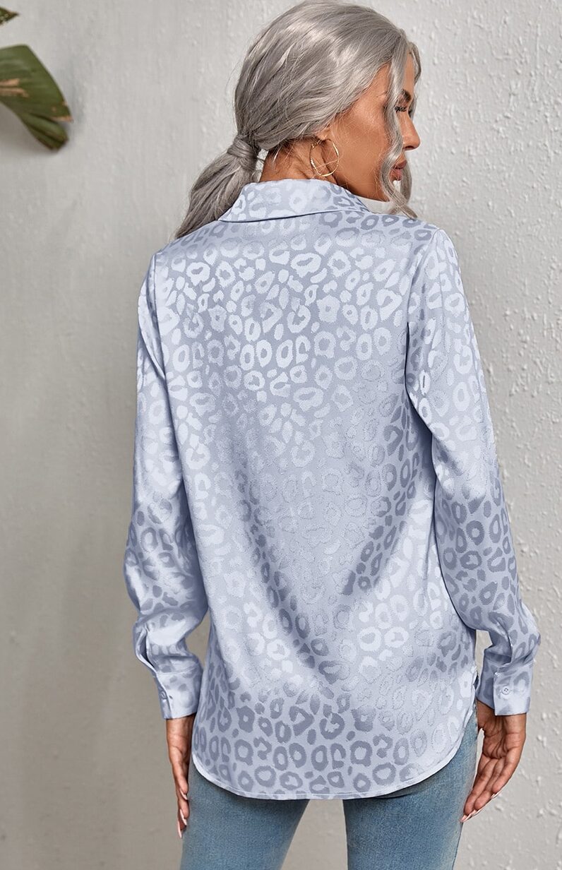 Blouse bohème bleue légère imprimée léopard — vue 3