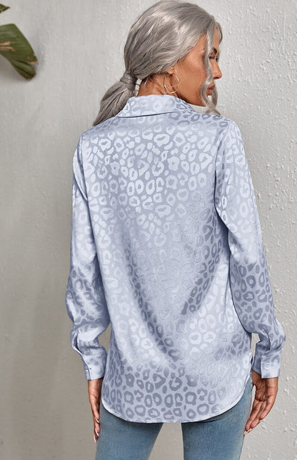 Blouse bohème bleue légère imprimée léopard — vue 3