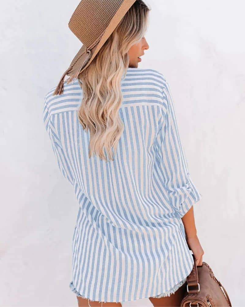 Blouse bohème et à rayures — vue 2