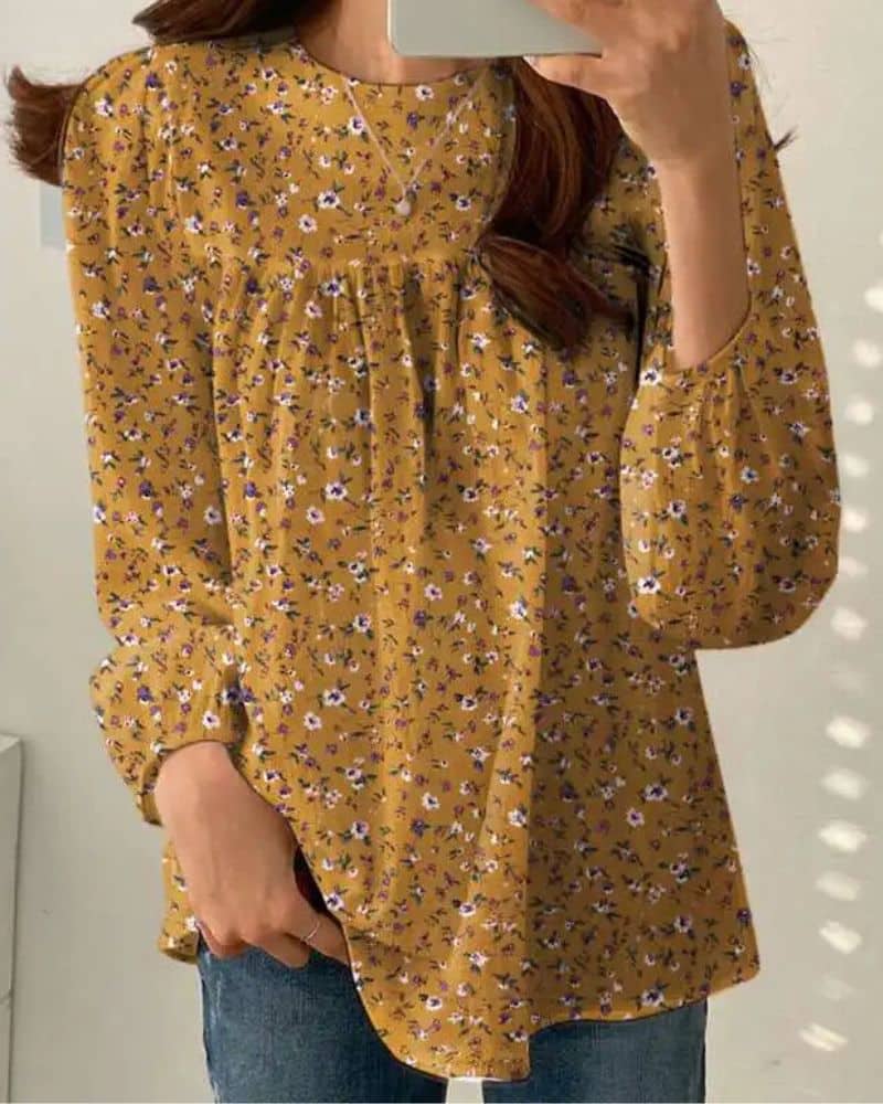 Blouse bohème jaune à imprimé floral — vue 3
