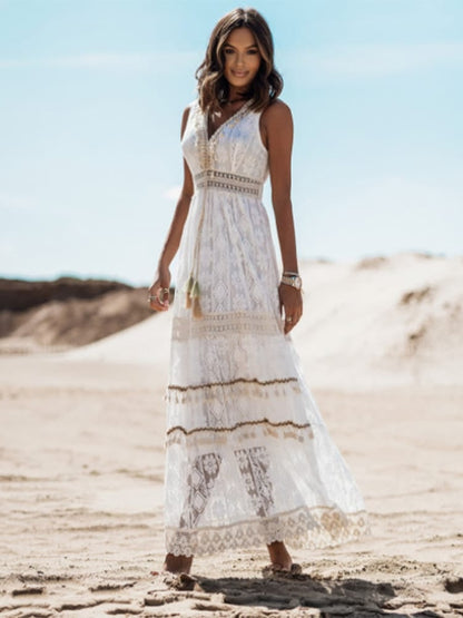 Robe bohème vintage à col v sans manches — vue 7
