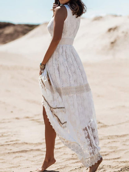 Robe bohème vintage à col v sans manches — vue 4