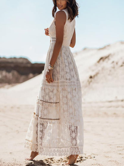 Robe bohème vintage à col v sans manches — vue 5