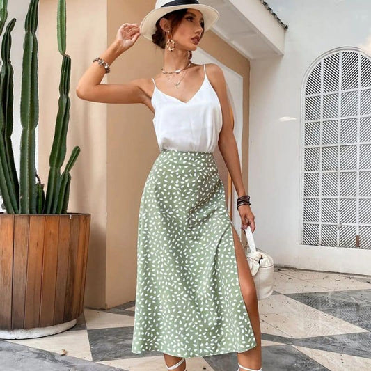 Jupe bohème longue imprimée à pois — BOHERIS