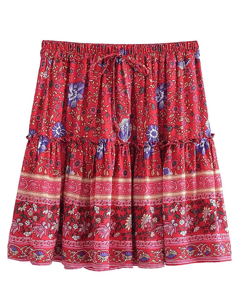 Jupe courte bohème trapèze à imprimé floral — vue 3