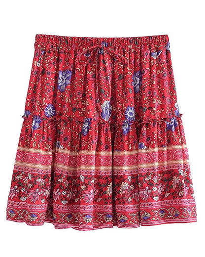Jupe courte bohème trapèze à imprimé floral — vue 3