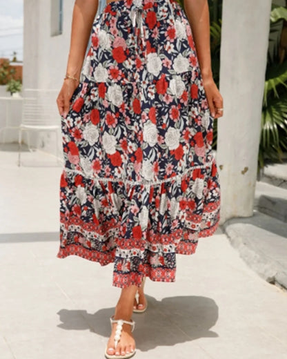 Jupe longue bohème lacet imprimé floral — vue 6