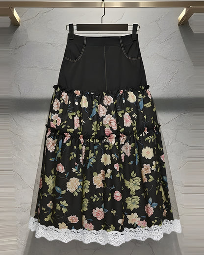 Jupe longue bohème florale fluide — BOHERIS