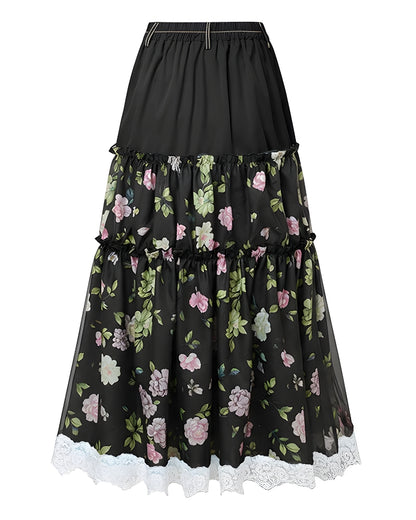 Jupe longue bohème florale fluide — vue 3