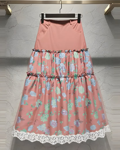 Jupe longue bohème florale fluide — vue 4