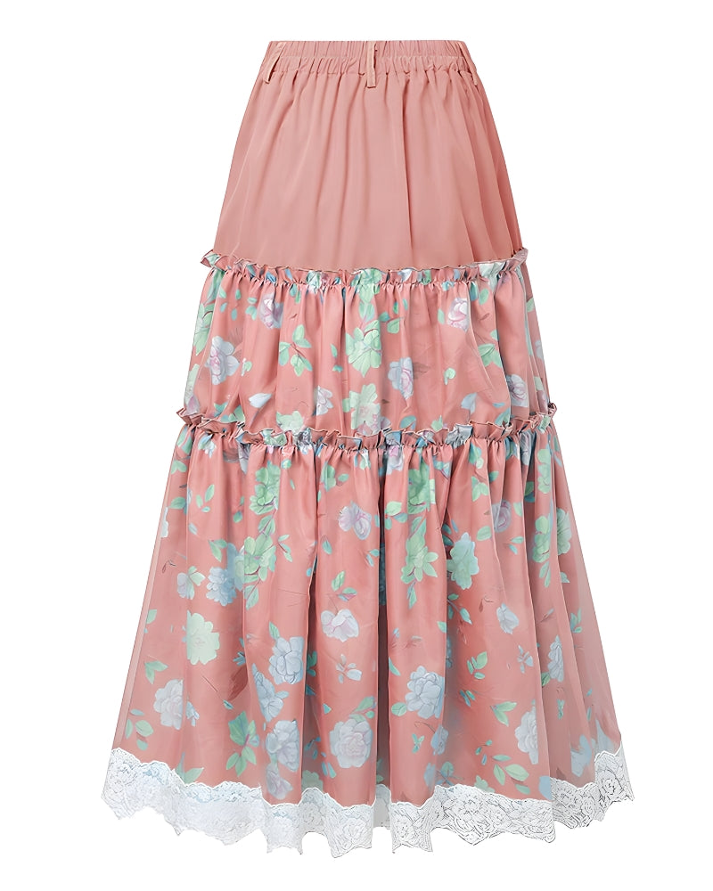 Jupe longue bohème florale fluide — vue 5