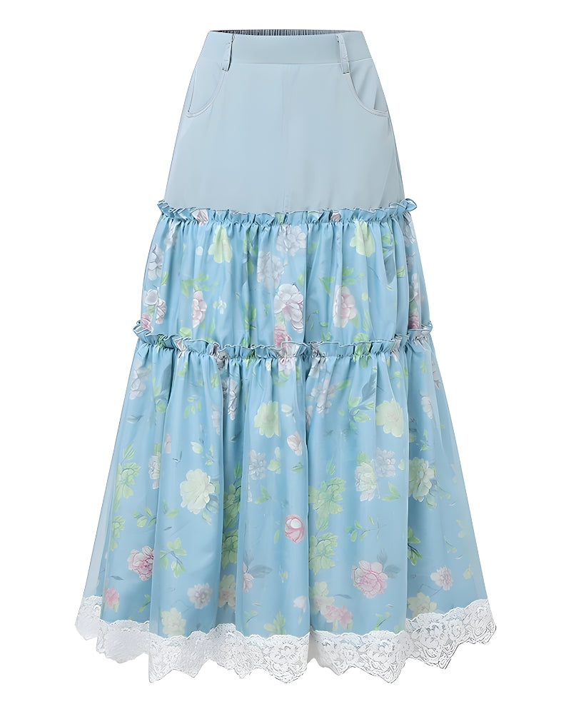 Jupe longue bohème florale fluide — vue 9
