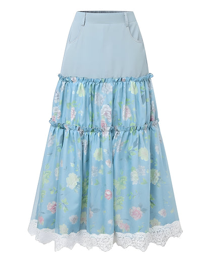 Jupe longue bohème florale fluide — vue 9