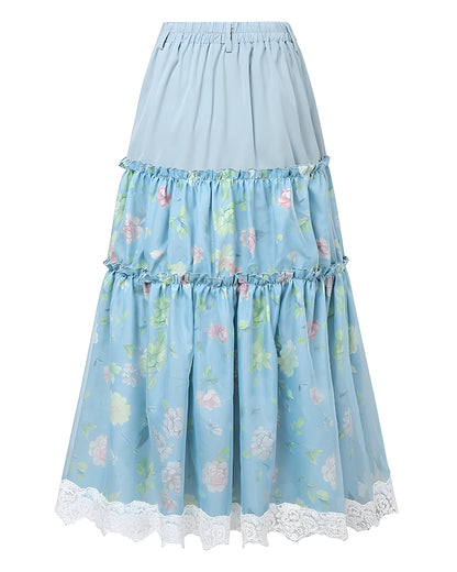 Jupe longue bohème florale fluide — vue 8