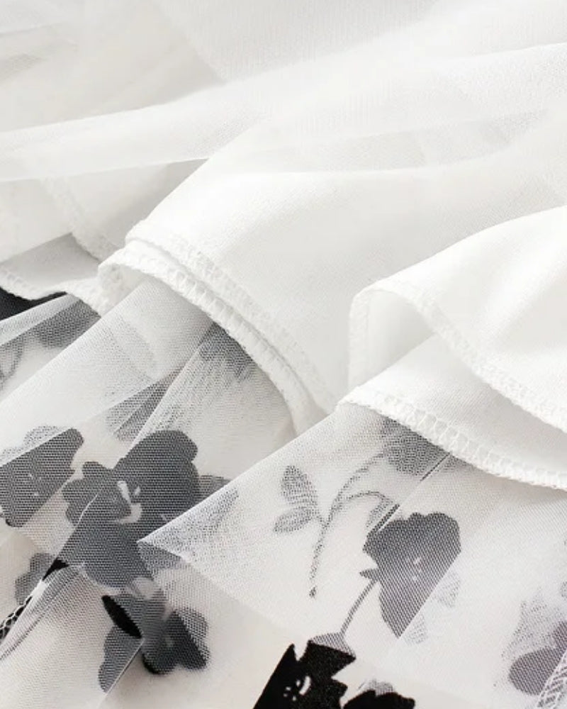 Jupe bohème longue en dentelle fleurie à appliqués — vue 3